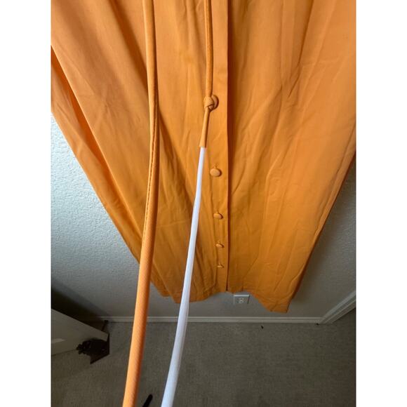 Vanity Fair Mod Yellow Orange Nylon Gown Lounge Dress Small Big Collar 60s 70s - Picture 5 of 13